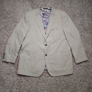 Alan Flusser‎ Mens XL Beige 2 Button Sports Coat Blazer